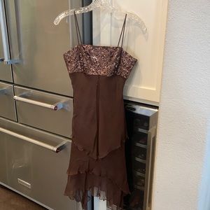 Vintage Laundry by Shelli Segal chocolate silk dress with sequins, size 2.